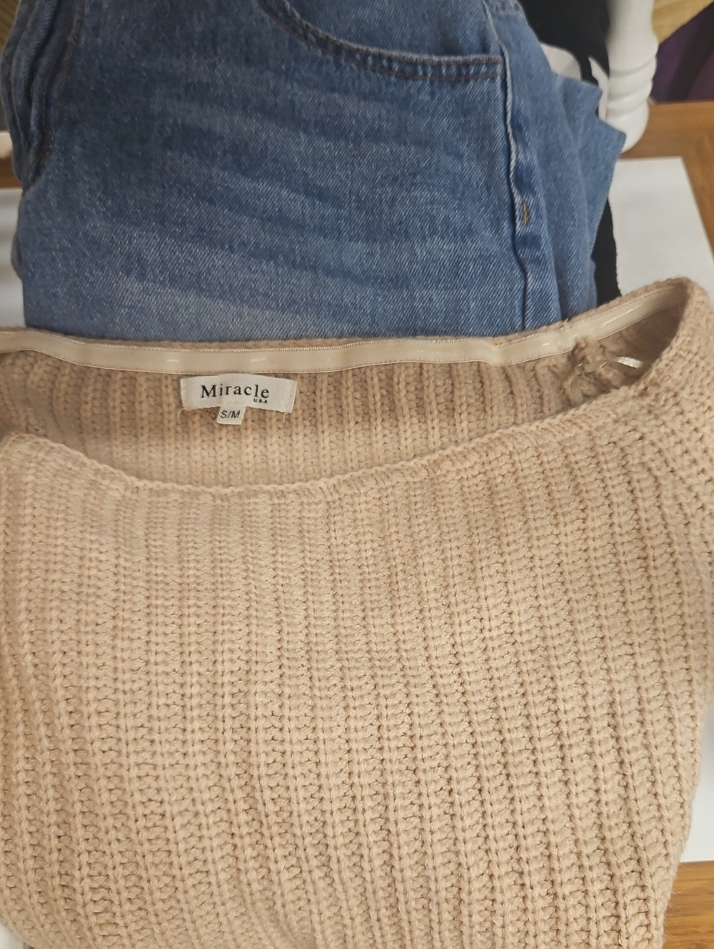 Miracle Cream Ribbed Crewneck Women's Sweater